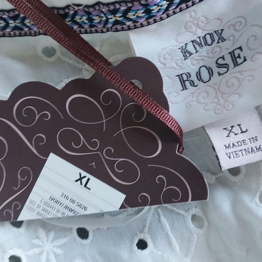 Knox Rose Target White Puff Sleeve Popover Blouse Top Size XL NEW NWT - Picture 12 of 14